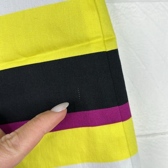 WORTHINGTON Purple Blue Yellow Striped Multi Color Side Zipper Mini Skirt Size 4 - Picture 10 of 11